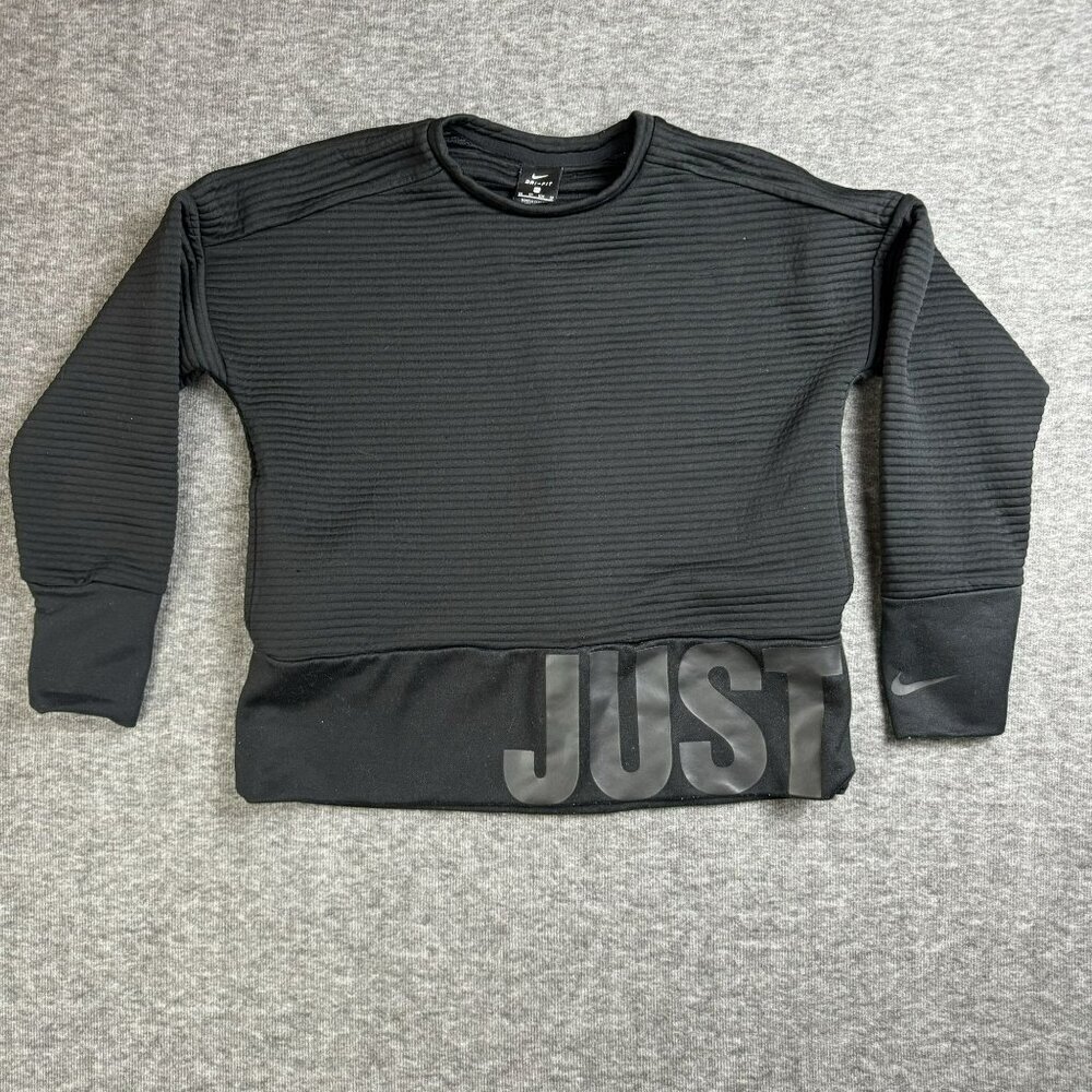 Nike Dri-Fit "Just Do It" Black‎ Ribbed Sweatshirt XS